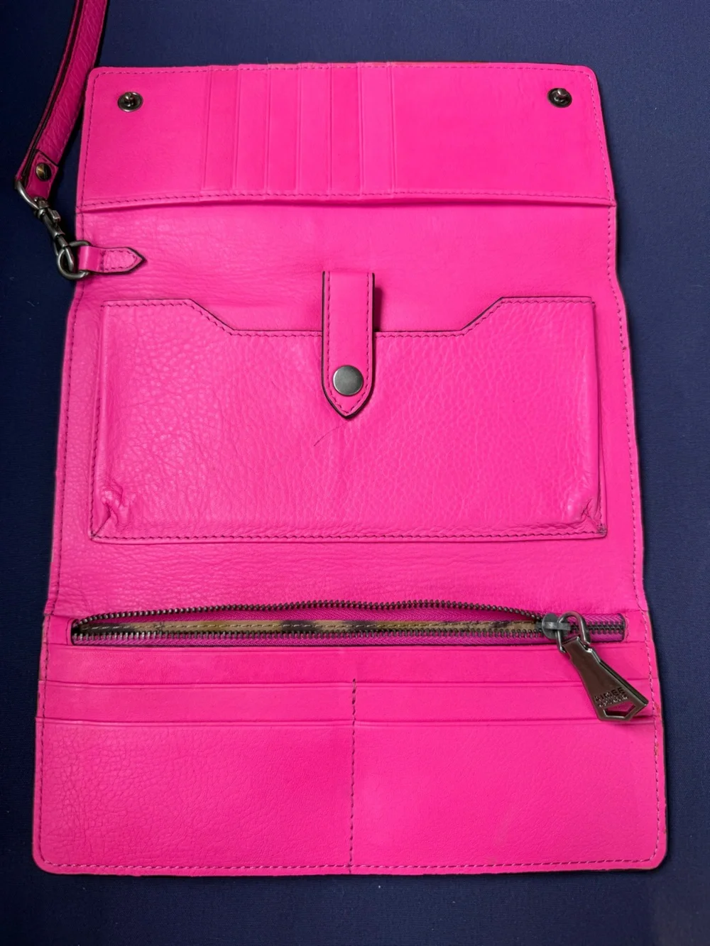 Aimee Kestenberg Hot Pink Leather Wristlet Clutch